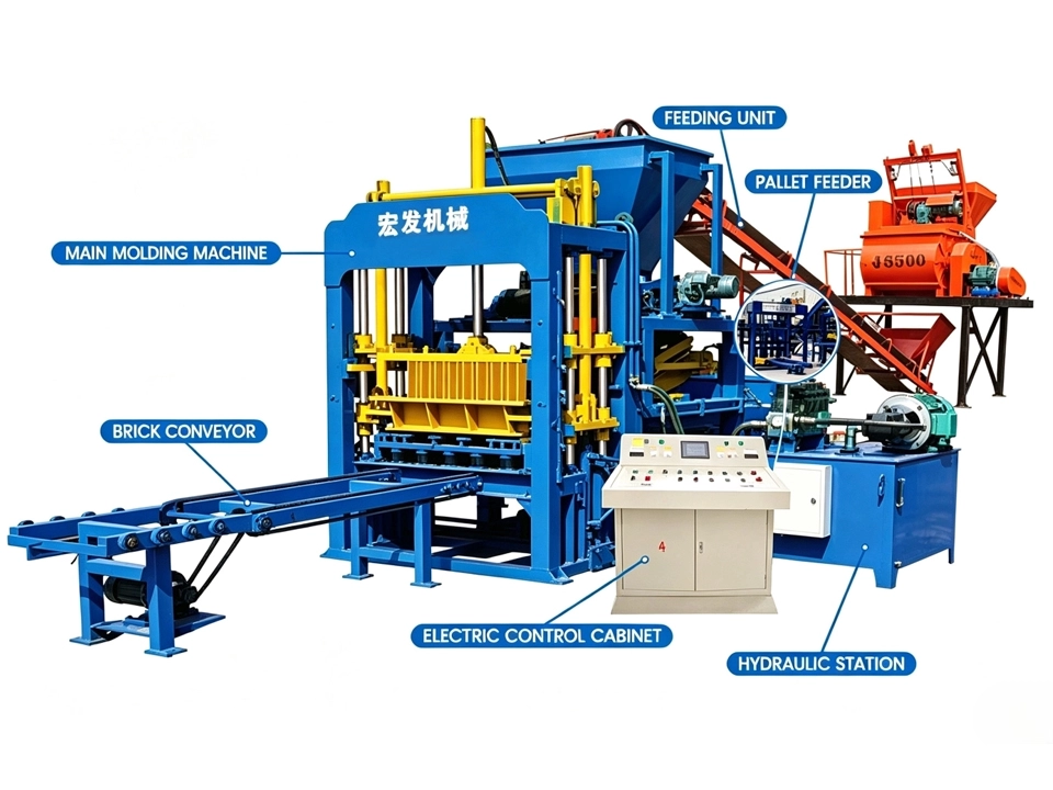 QT4‑15C Full‑automatic Hydraulic Paving Brick Making Machine | Large‑pallet Concrete Paving Brick Production Equipment