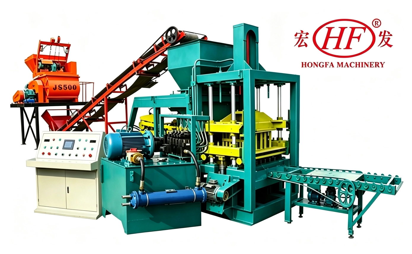 QT4‑15B PLC Automatic Brick Making Machine | Hydraulic‑vibration Concrete Hollow Brick Production Equipment