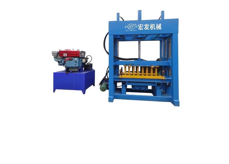 QT4-30 Diesel engine concrete block and interlocking brick making machine with hydraulic station