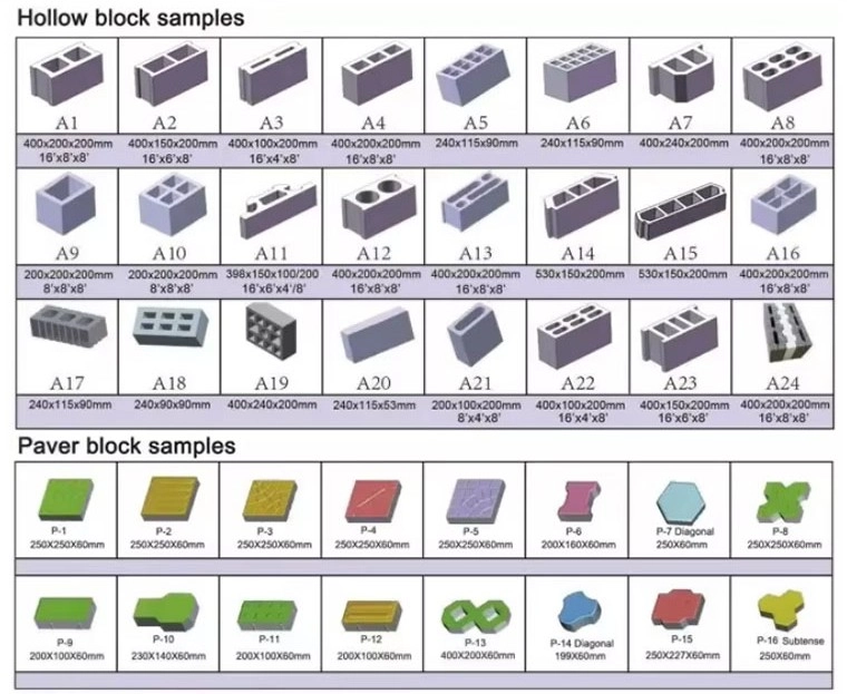 brick samples of QT10-15 automatic concrete brick machine