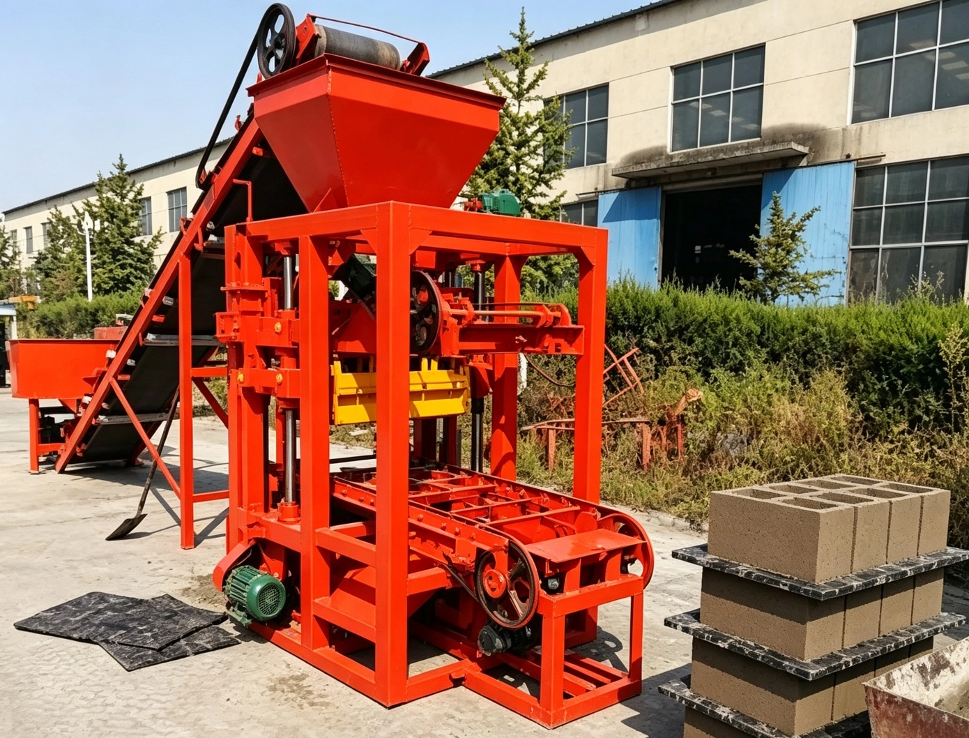 QTJ4-26 Hf Industry Semi-automatic Concrete Hollow Block Making Machine
