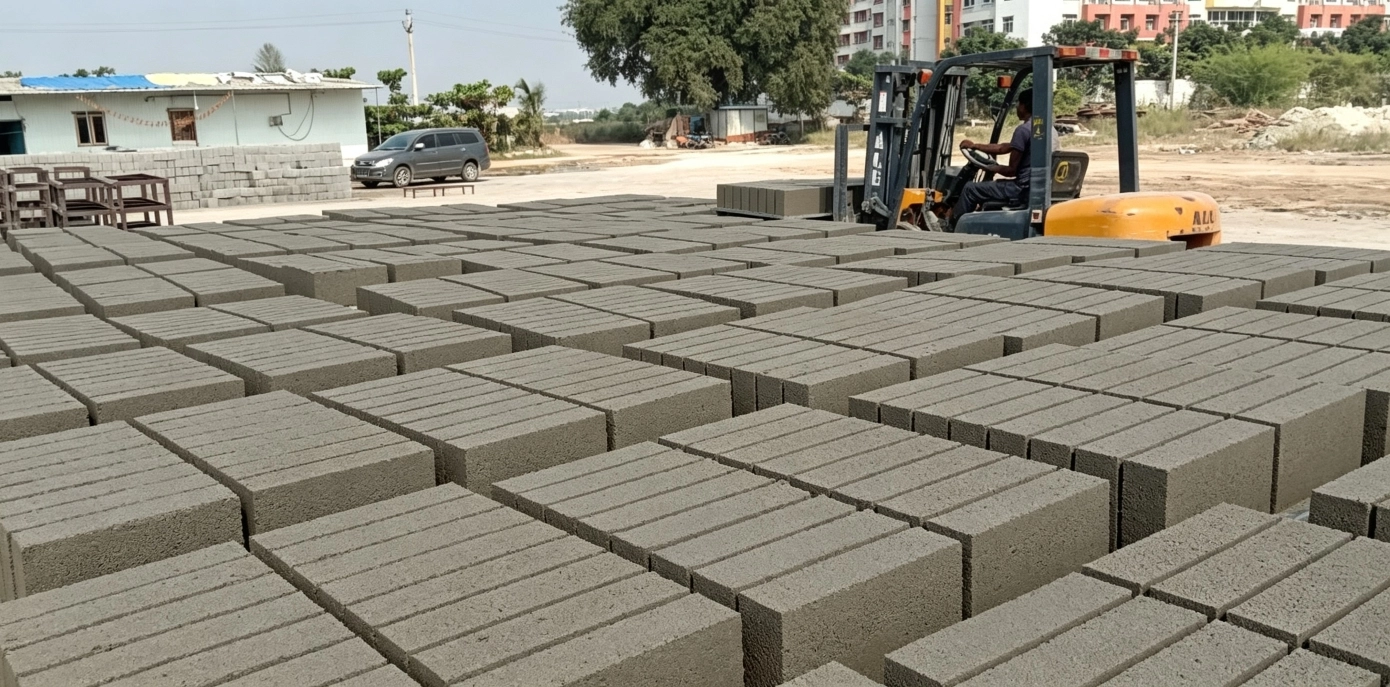 Solid Brick from QMJ4‑30 Mobile Pallet‑Free Block Forming Machine Solid Brick from QMJ4‑30 Mobile Pallet‑Free Block Forming Machine