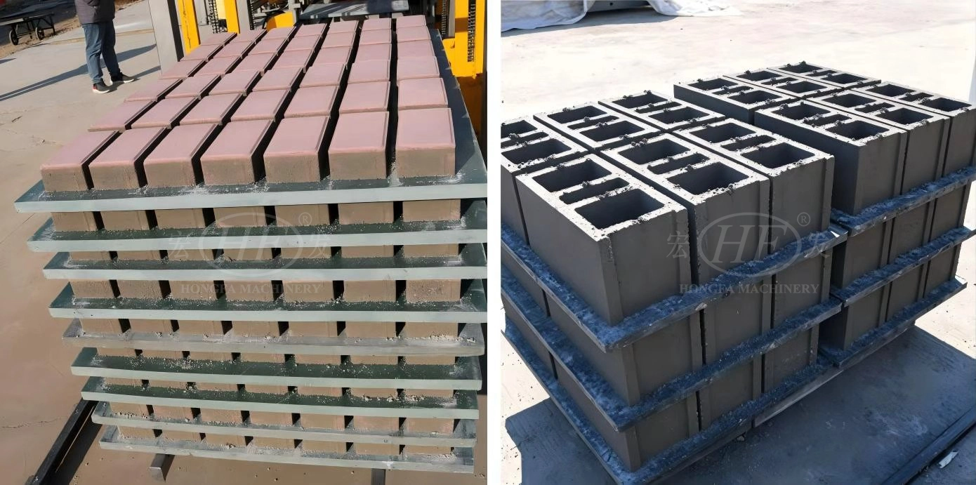 Finished‑product Palletizing of QT6‑15B Automatic Solid‑waste Recycling Brick Forming Machine Finished‑product Palletizing of QT6‑15B Automatic Solid‑waste Recycling Brick Forming Machine