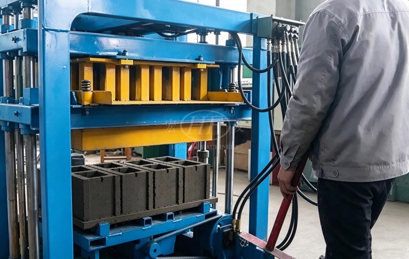 Hollow Block from QTJ4‑35 Semi-Automatic Concrete Hollow Block Machine