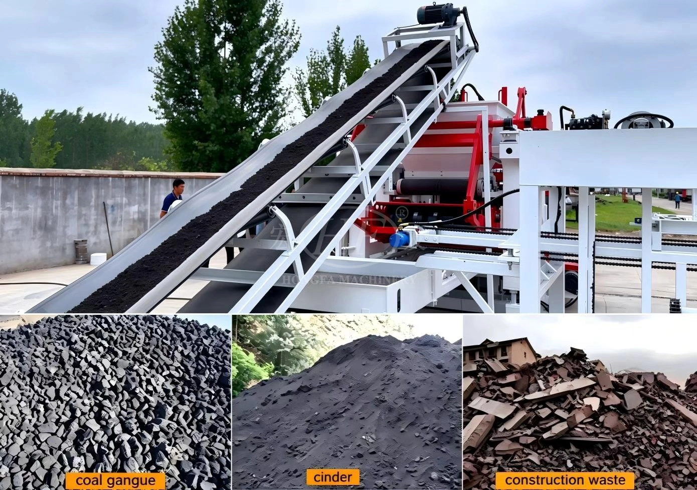 Raw Material of QT12‑15 High‑output Solid‑waste Brick Machine